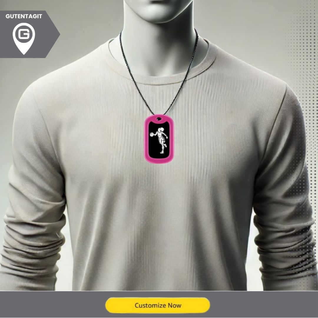 Girls Basketball Player Dog Tag - Personalized Basketball Necklace