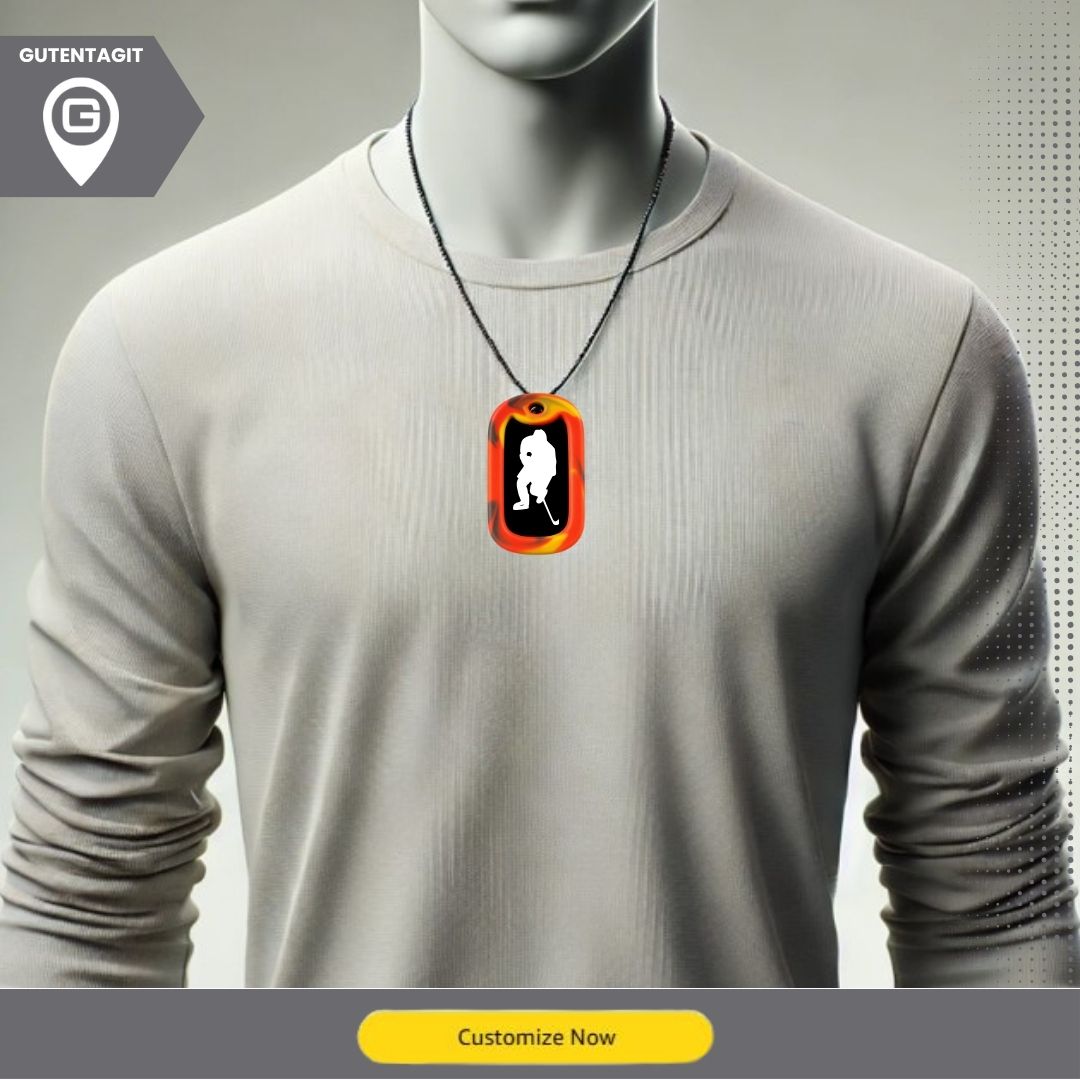 Hockey Player Dog Tag Necklace – Personalized