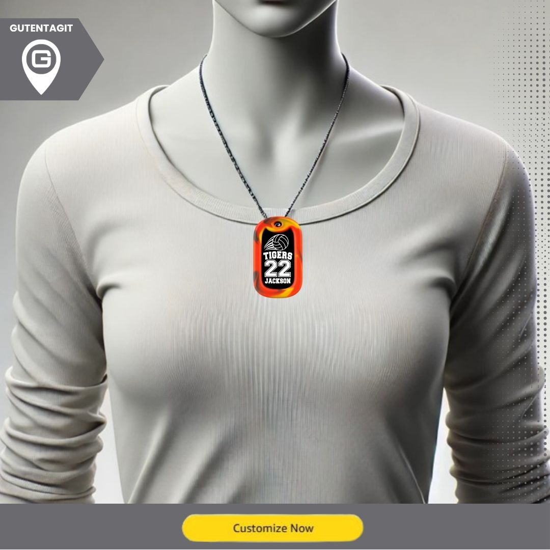 Volleyball Team Number Dog Tag Necklace – Personalized
