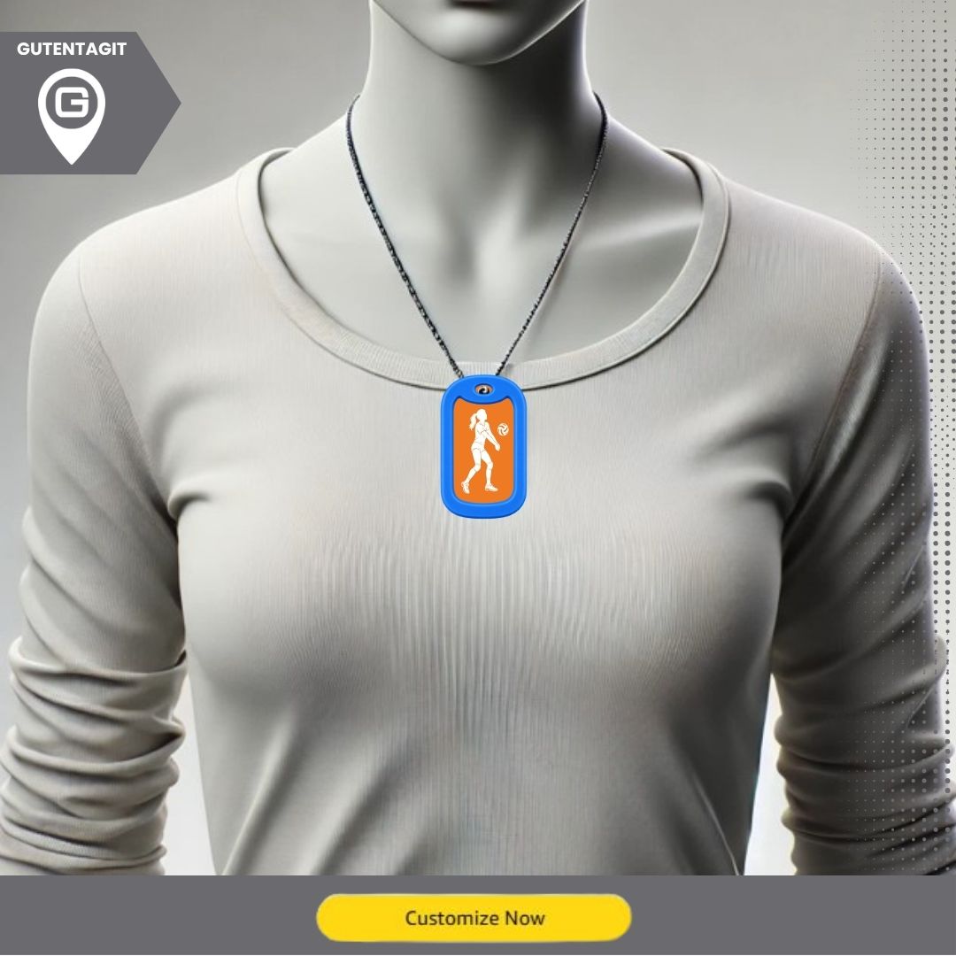 Female Volleyball Player Dog Tag Necklace – Personalized