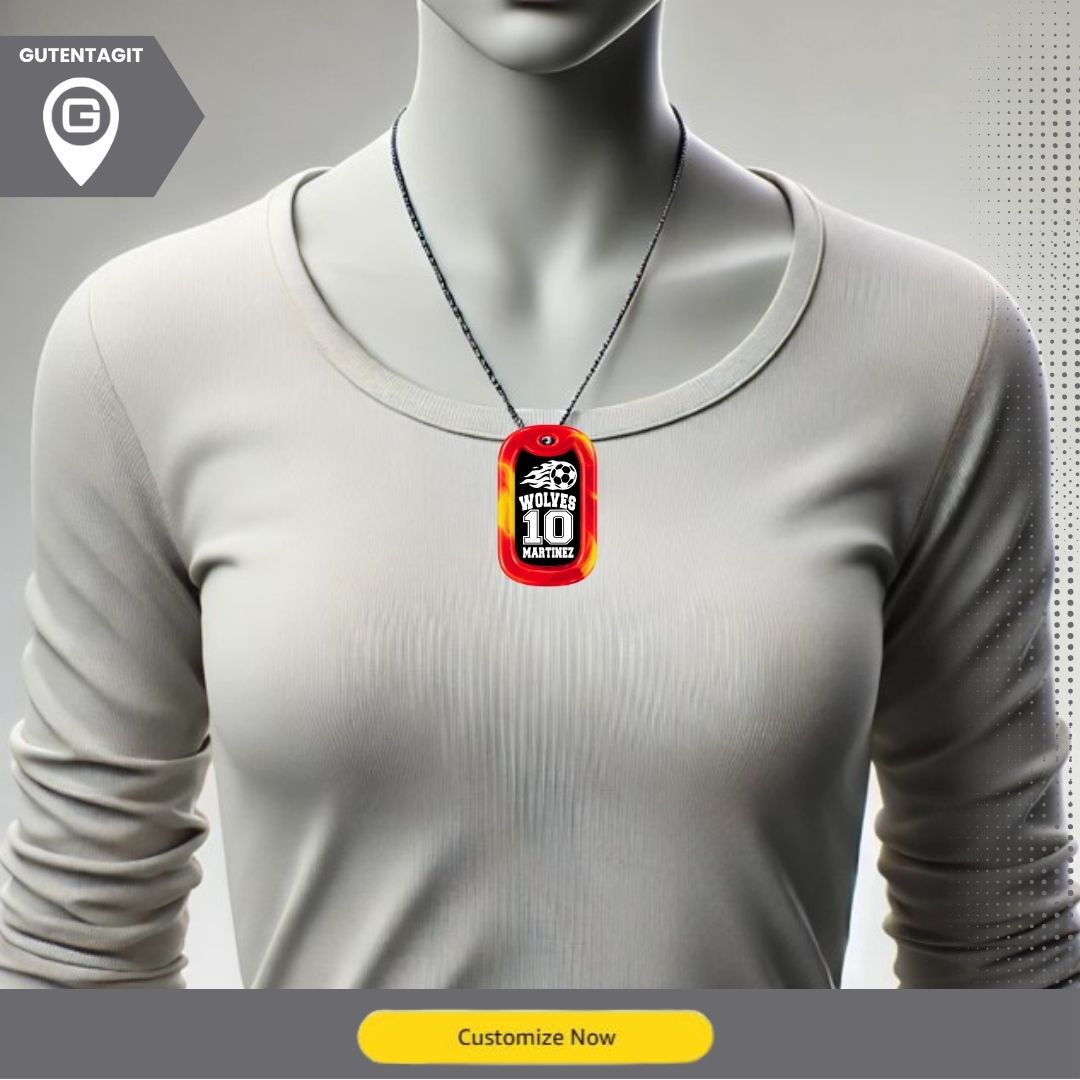 Soccer Team Number Dog Tag Necklace – Personalized