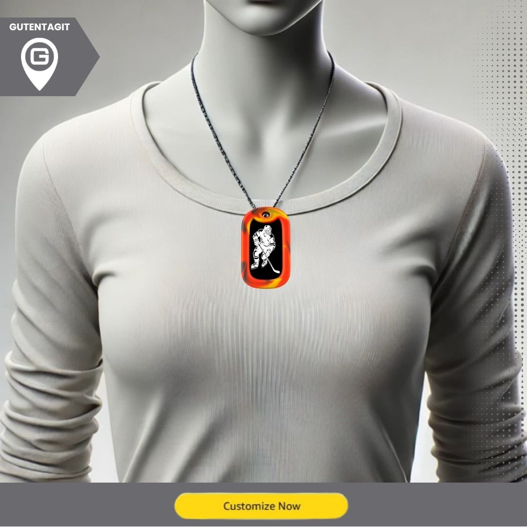 Hockey Player Dog Tag Necklace – Personalized