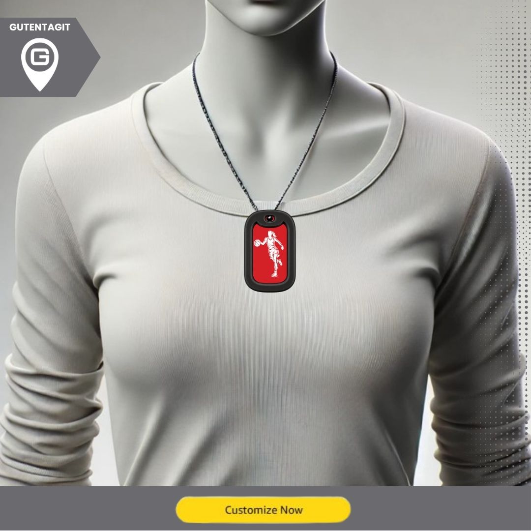 Female Basketball Player Dog Tag - Personalized Basketball Necklace