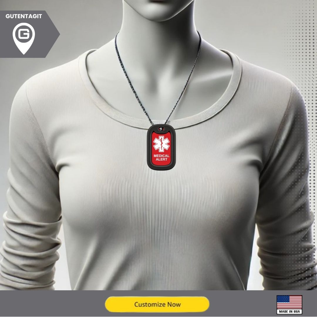 Medical Alert Dog Tag Necklace - Personalized