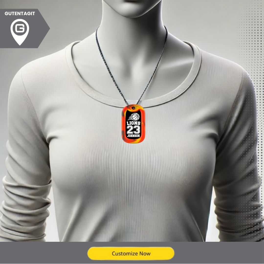 Basketball Jersey Dog Tag - Custom Team Name & Player Number