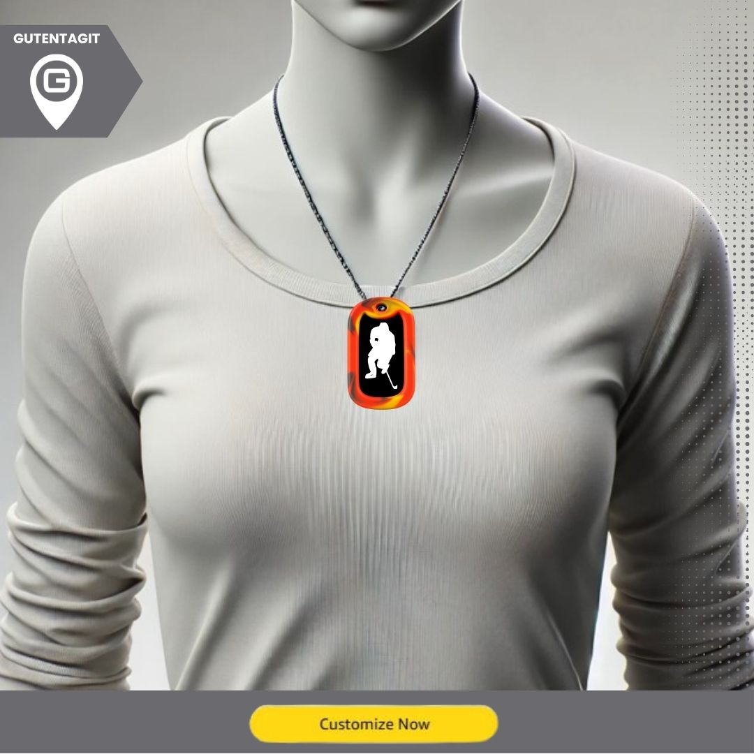Hockey Player Dog Tag Necklace – Personalized