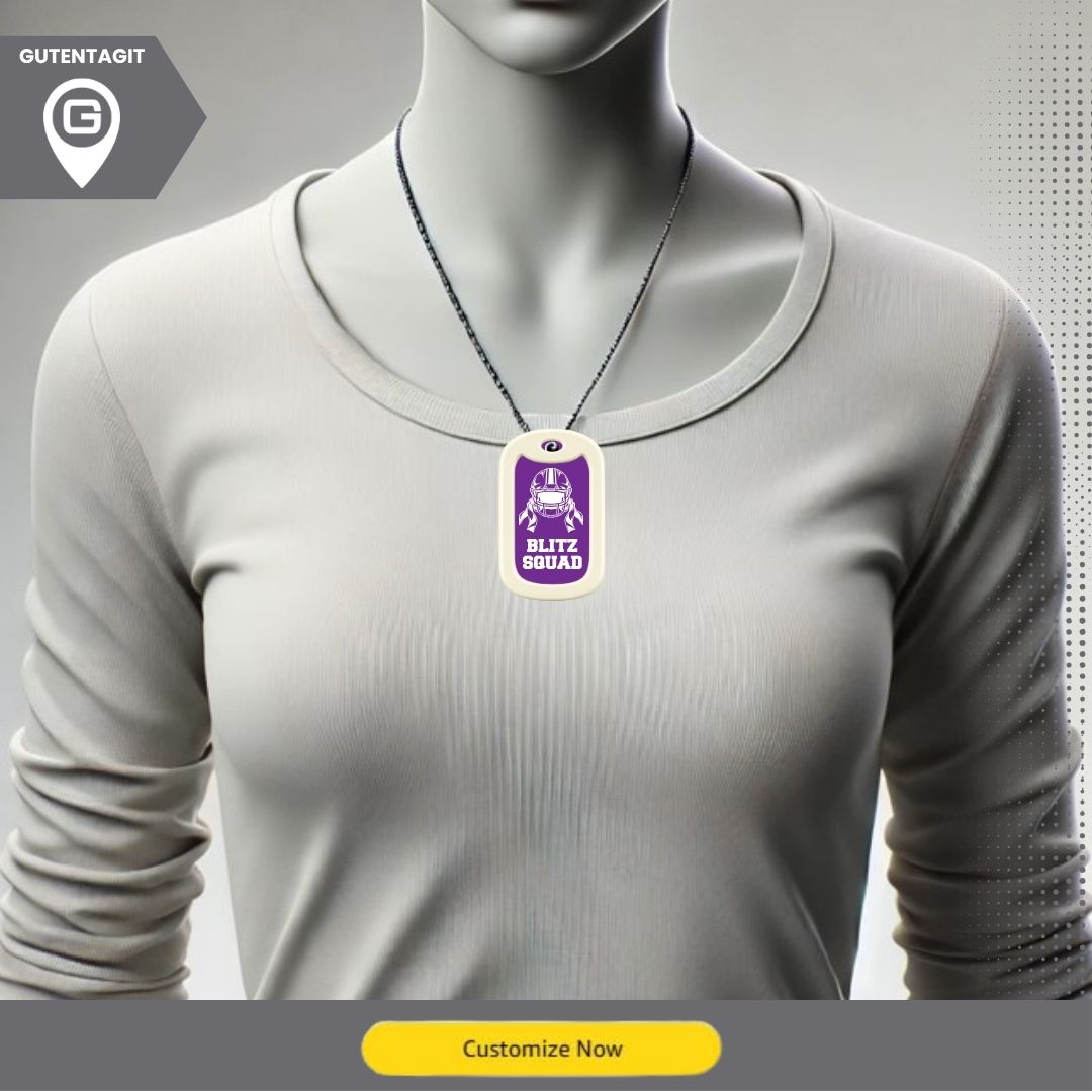 Flag Football Helmet Dog Tag Necklace – Personalized