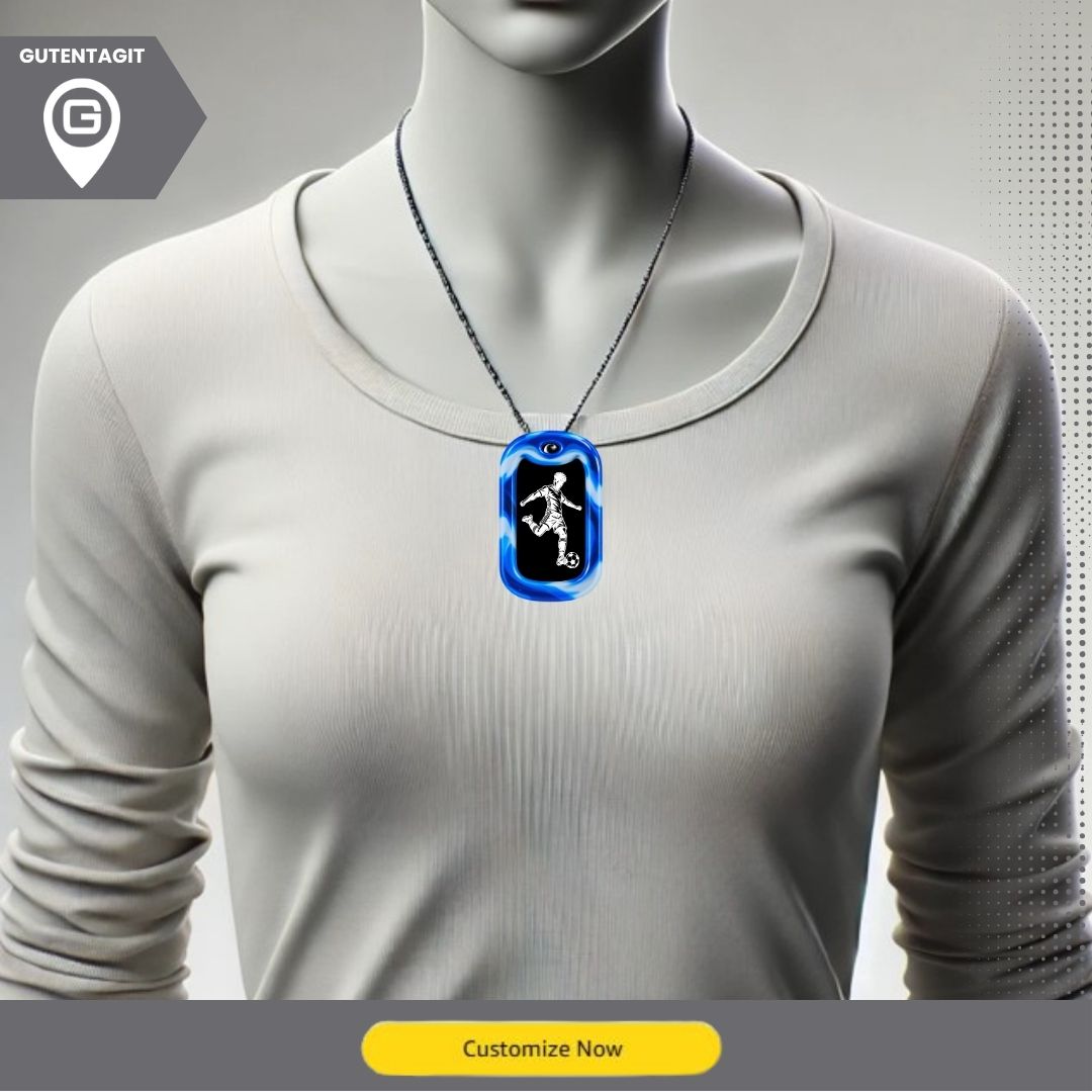 Soccer Player Dog Tag Necklace – Personalized