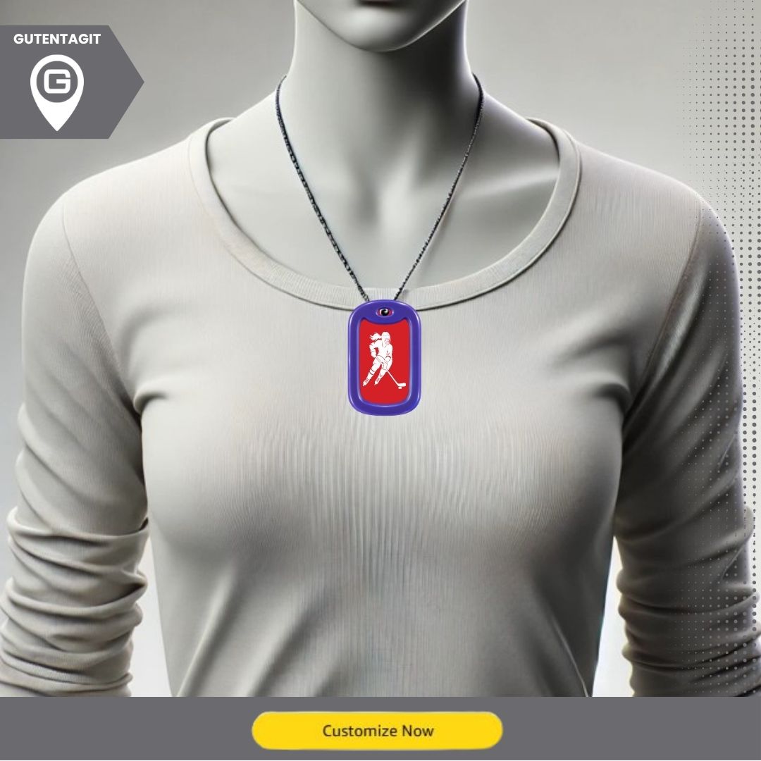 Female Hockey Player Dog Tag Necklace – Personalized