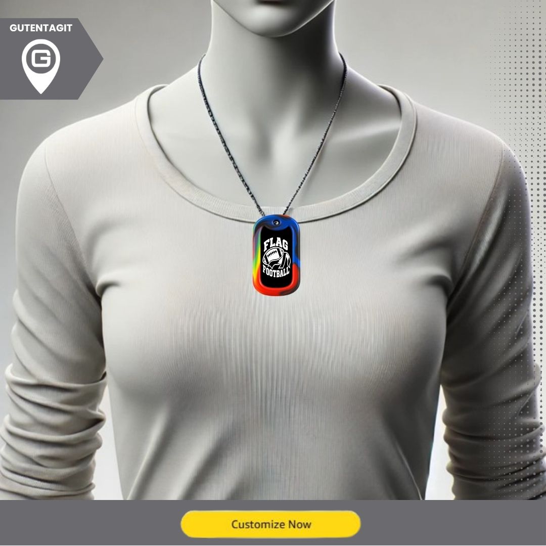 Flag Football Dog Tag Necklace – Personalized