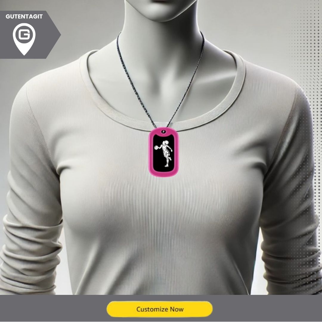Girls Basketball Player Dog Tag - Personalized Basketball Necklace