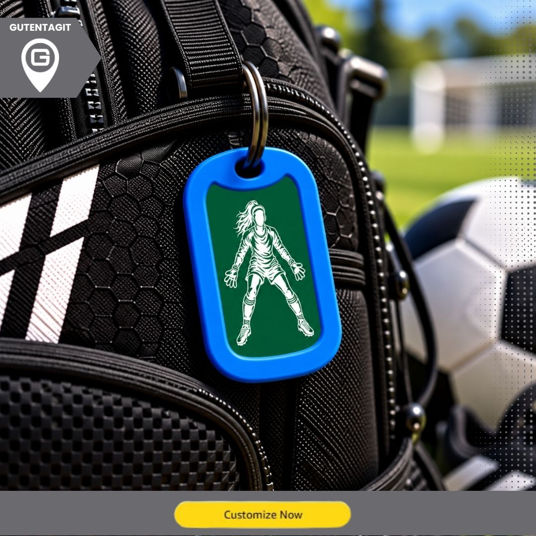 Girls Soccer Goalkeeper Dog Tag Necklace – Personalized
