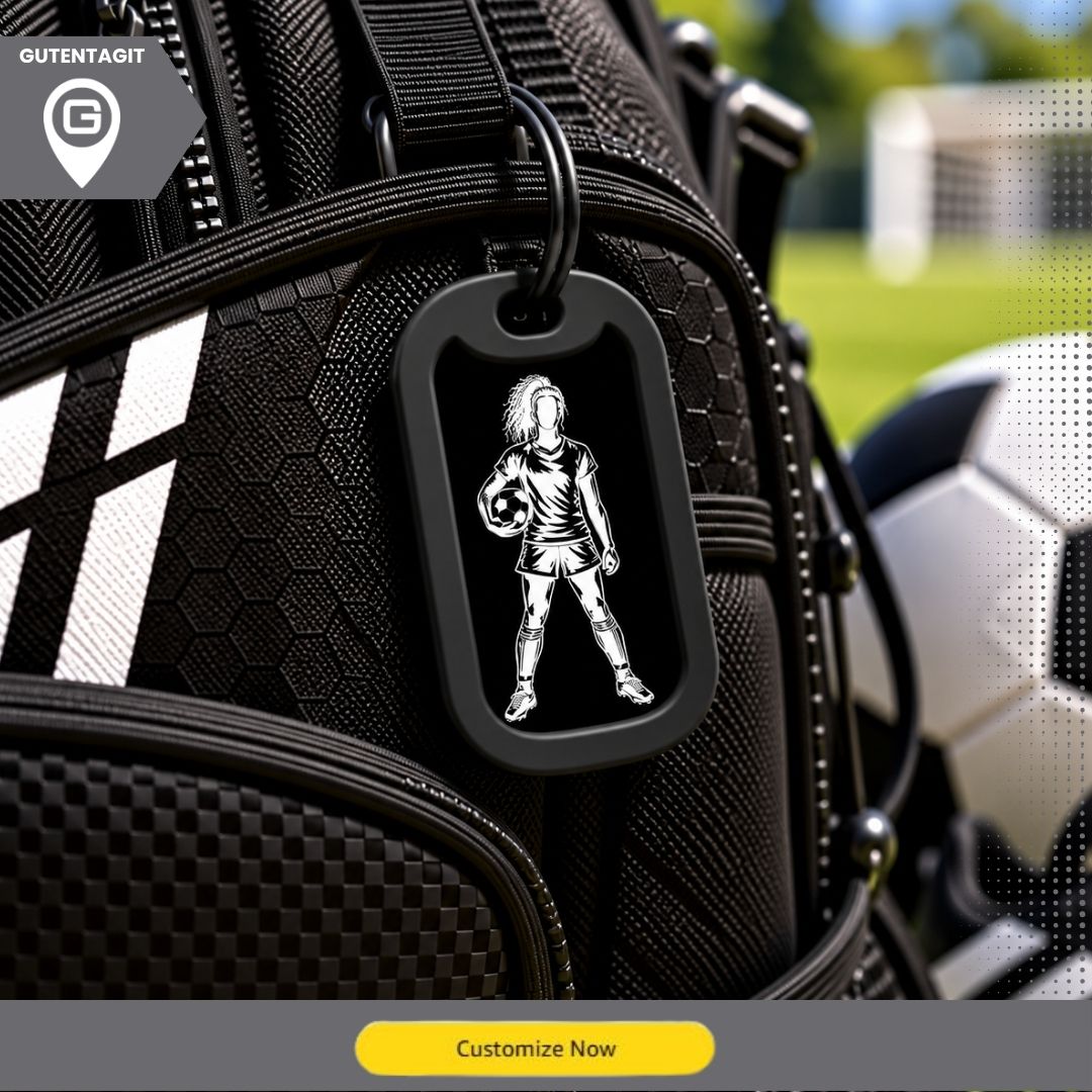 Female Soccer Player Dog Tag Necklace – Personalized