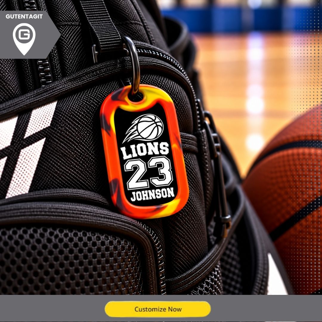 Basketball Jersey Dog Tag - Custom Team Name & Player Number