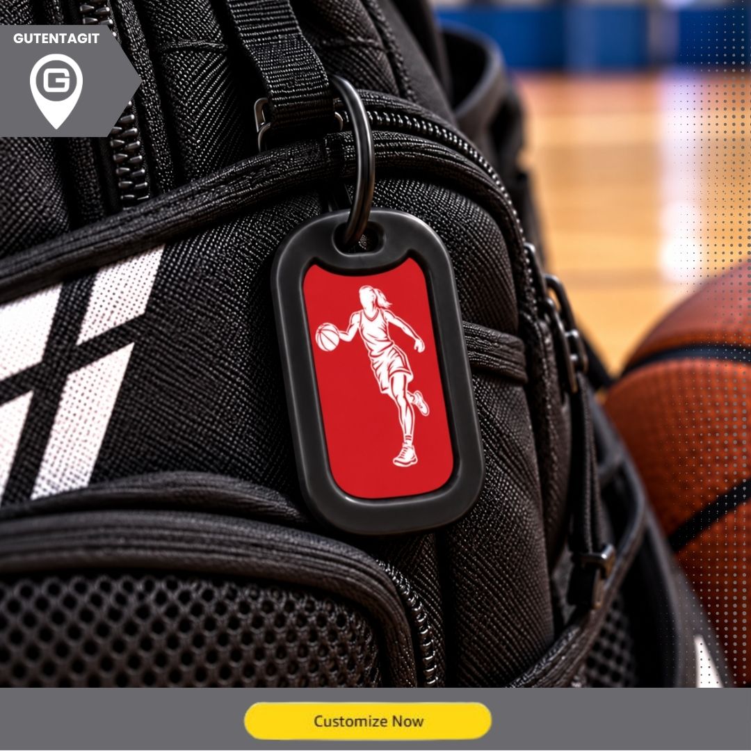 Female Basketball Player Dog Tag - Personalized Basketball Necklace