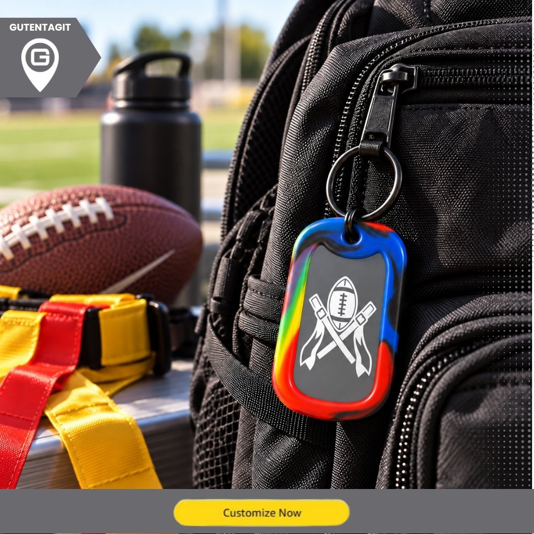 Flag Pull Football Dog Tag Necklace – Personalized