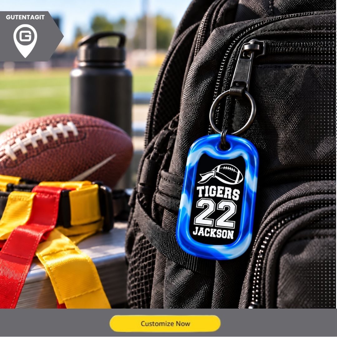 Flag Football Team Name & Number Dog Tag Necklace – Personalized