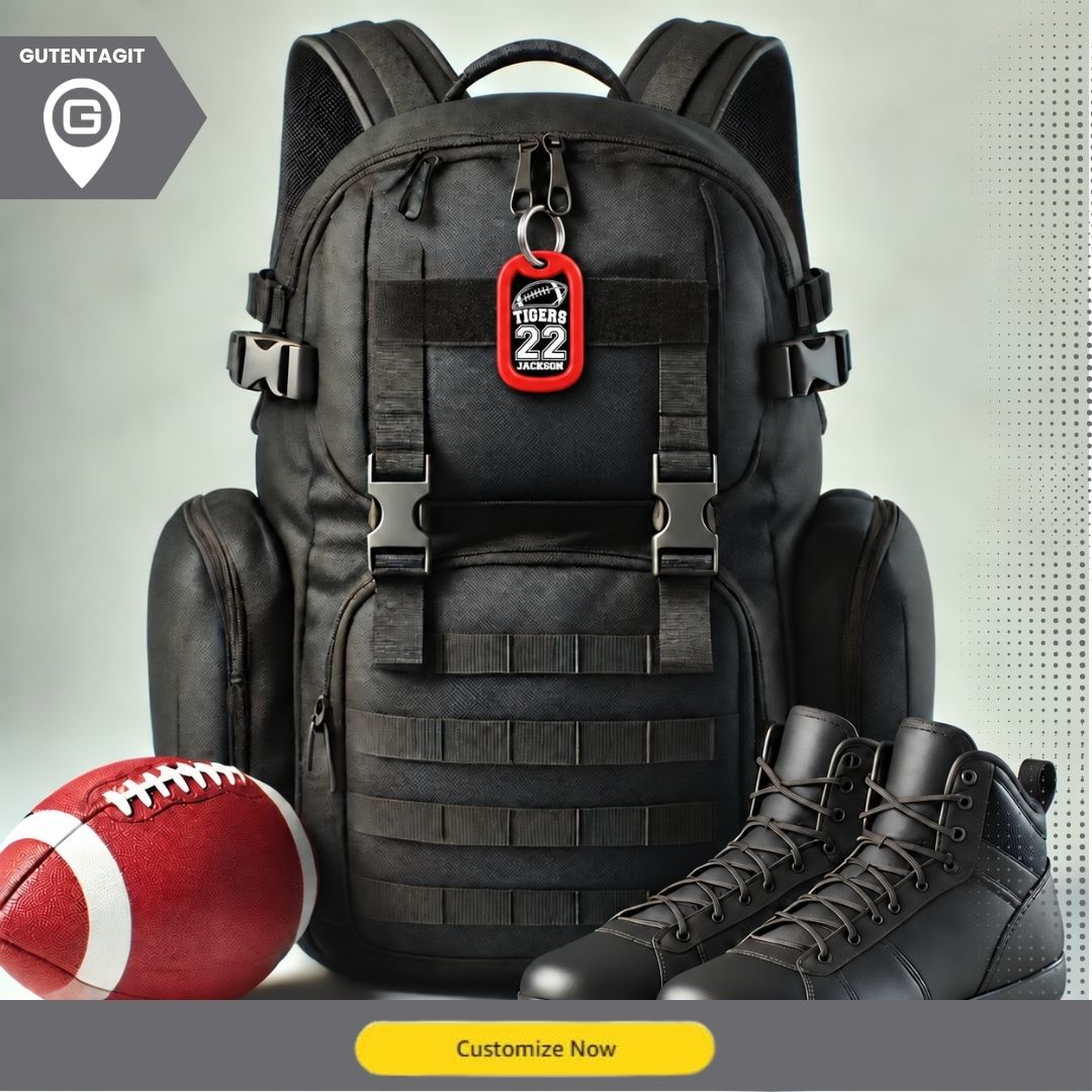 Personalized Football Dog Tag Necklace – Team Name & Number