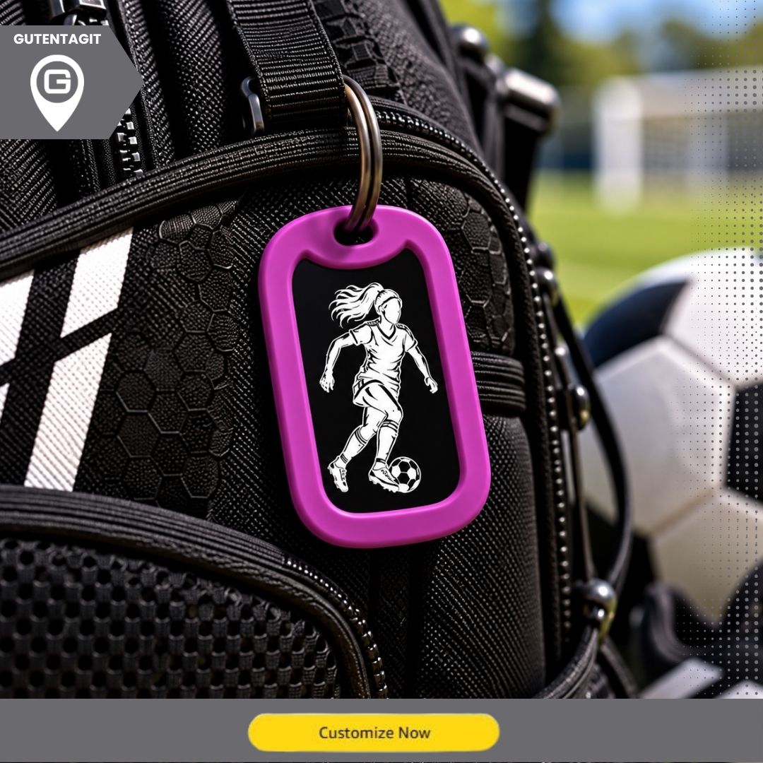 Female Soccer Dog Tag Necklace – Personalized