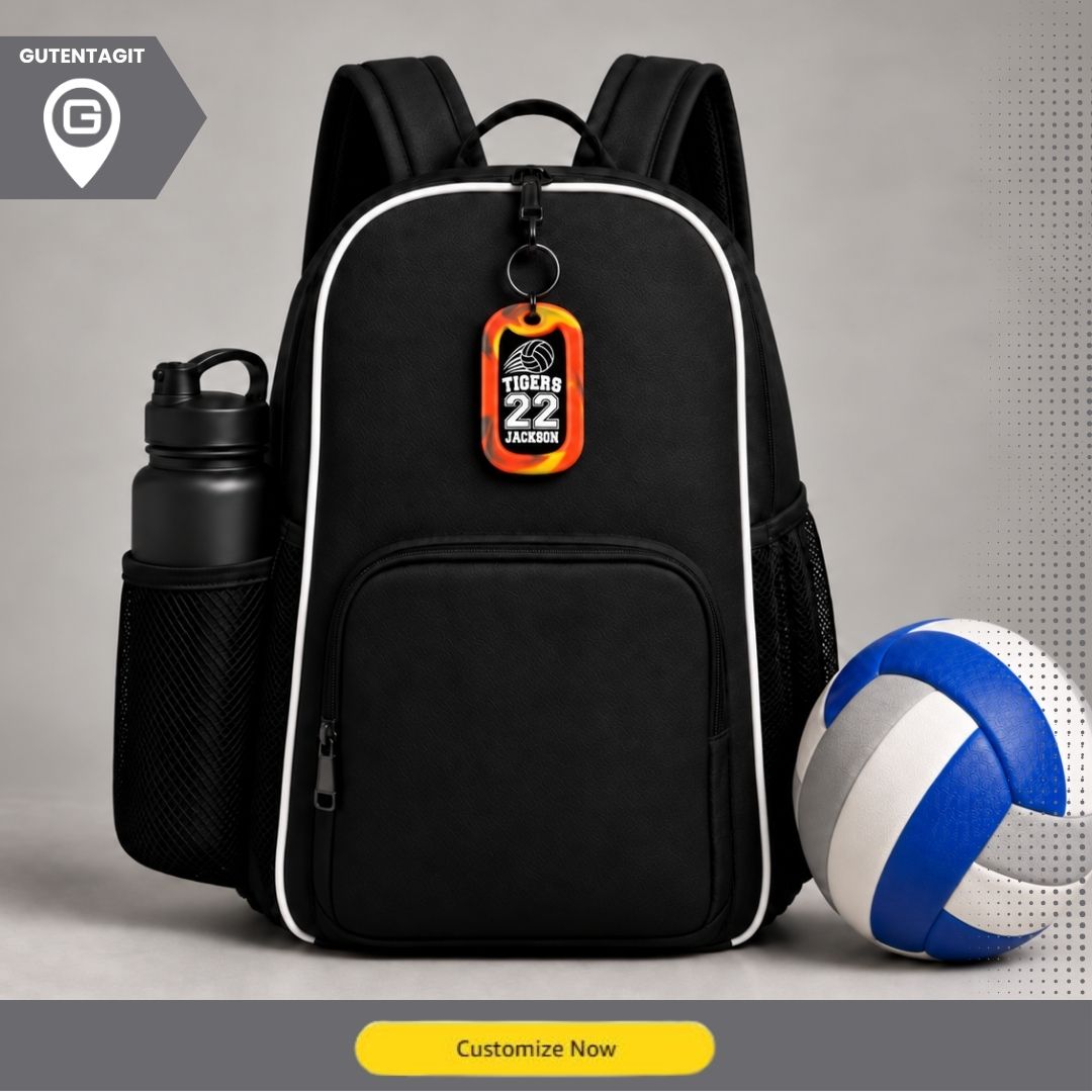 Volleyball Team Number Dog Tag Necklace – Personalized
