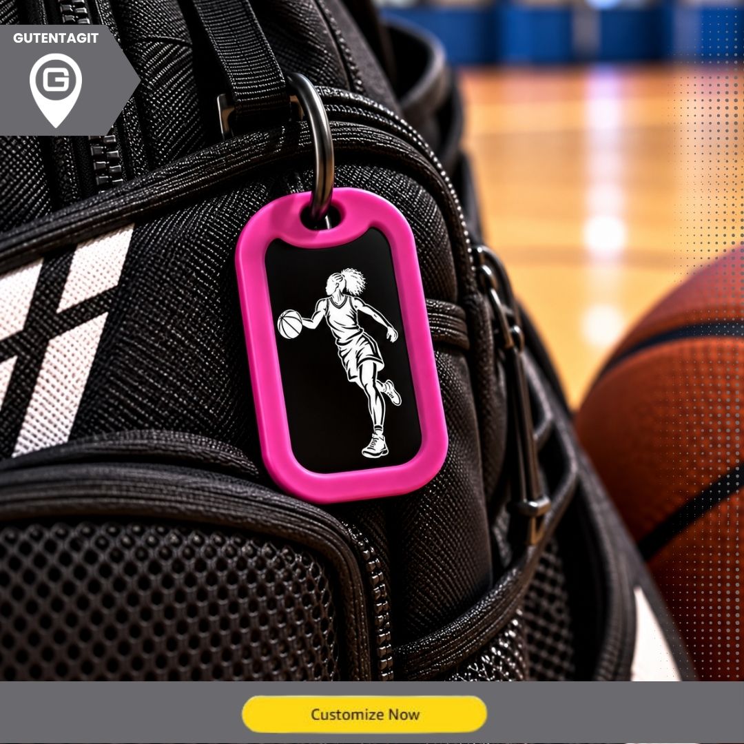 Girls Basketball Player Dog Tag - Personalized Basketball Necklace