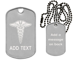 Caduceus Dog Tag Necklace