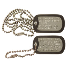 Load image into Gallery viewer, Classic Military Dog Tag Necklace