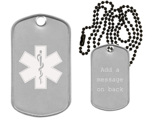 EMT EMS Paramedic Dog Tag Necklace