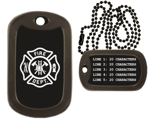 Firefighter Dog Tag Necklace Military Style