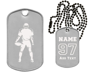 Football Dog Tag Necklace