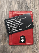 Load image into Gallery viewer, Love Wallet Card - Personalized metal wallet card with text, photo, and even your own handwritten message.